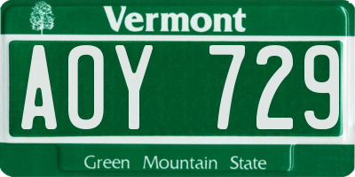 VT license plate AOY729