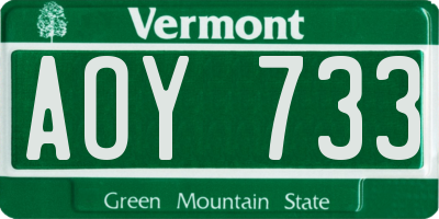 VT license plate AOY733