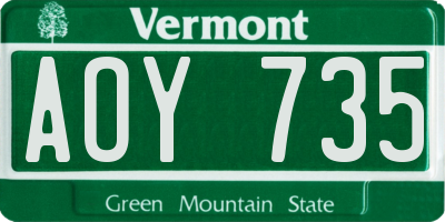 VT license plate AOY735