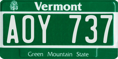 VT license plate AOY737