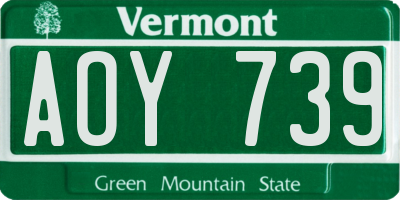 VT license plate AOY739