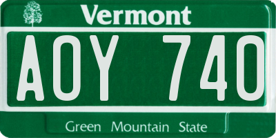 VT license plate AOY740