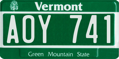 VT license plate AOY741