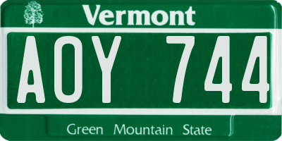VT license plate AOY744
