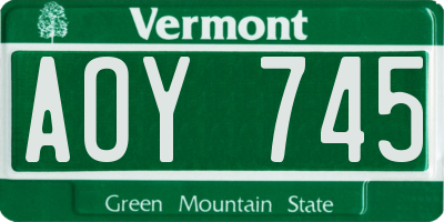 VT license plate AOY745
