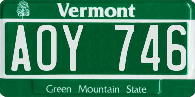 VT license plate AOY746