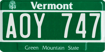 VT license plate AOY747