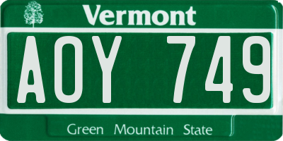VT license plate AOY749