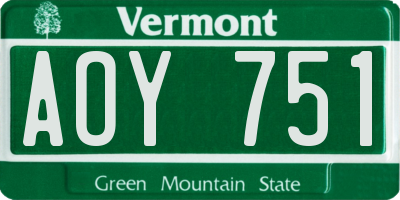 VT license plate AOY751