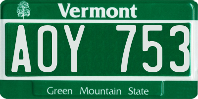 VT license plate AOY753