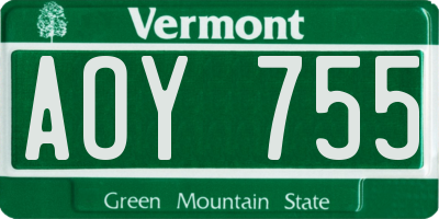 VT license plate AOY755