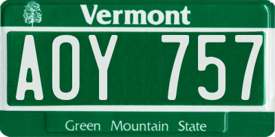 VT license plate AOY757