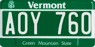 VT license plate AOY760