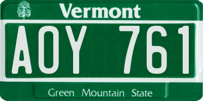 VT license plate AOY761