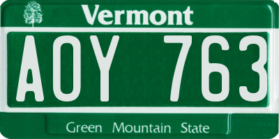 VT license plate AOY763