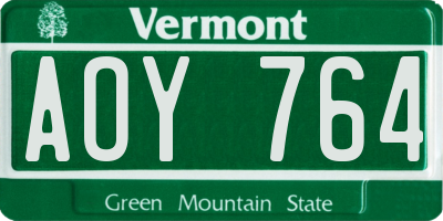 VT license plate AOY764
