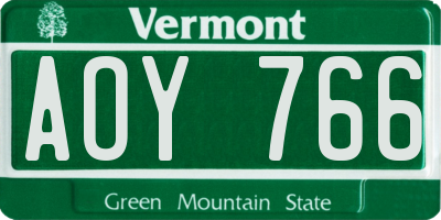 VT license plate AOY766
