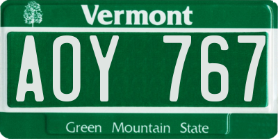 VT license plate AOY767