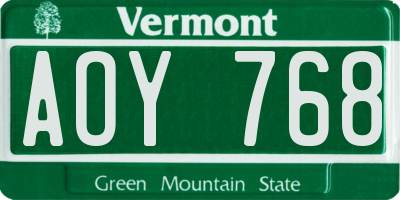 VT license plate AOY768