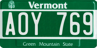 VT license plate AOY769