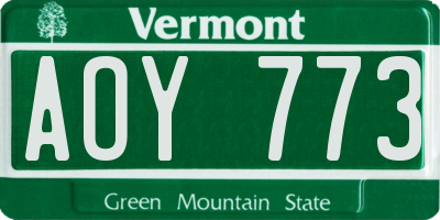 VT license plate AOY773