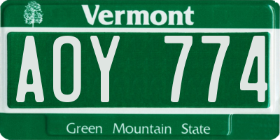 VT license plate AOY774