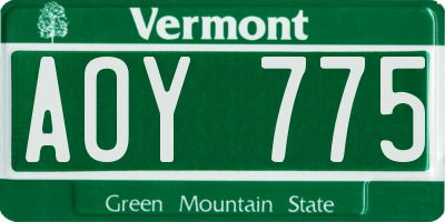 VT license plate AOY775