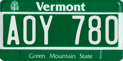 VT license plate AOY780