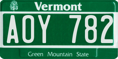 VT license plate AOY782