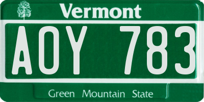 VT license plate AOY783