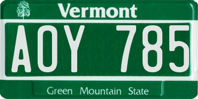 VT license plate AOY785