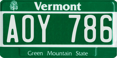 VT license plate AOY786
