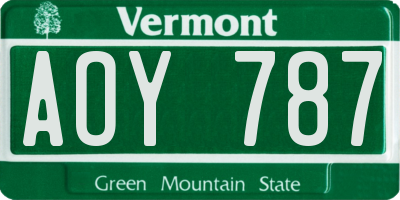 VT license plate AOY787