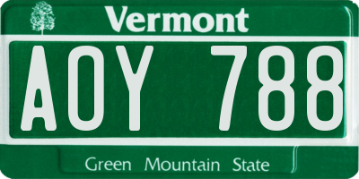 VT license plate AOY788