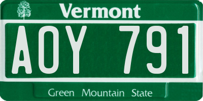 VT license plate AOY791