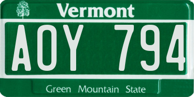 VT license plate AOY794