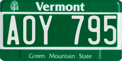 VT license plate AOY795