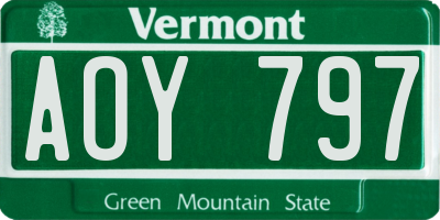 VT license plate AOY797