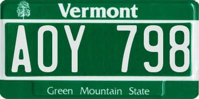VT license plate AOY798