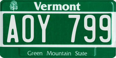 VT license plate AOY799