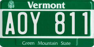 VT license plate AOY811