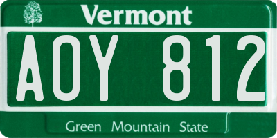 VT license plate AOY812