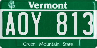 VT license plate AOY813
