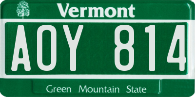 VT license plate AOY814