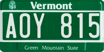 VT license plate AOY815
