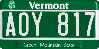 VT license plate AOY817