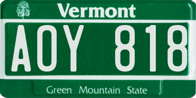 VT license plate AOY818
