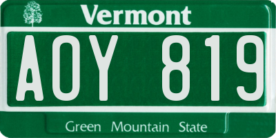VT license plate AOY819