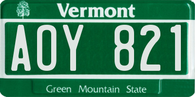 VT license plate AOY821