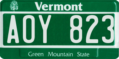 VT license plate AOY823